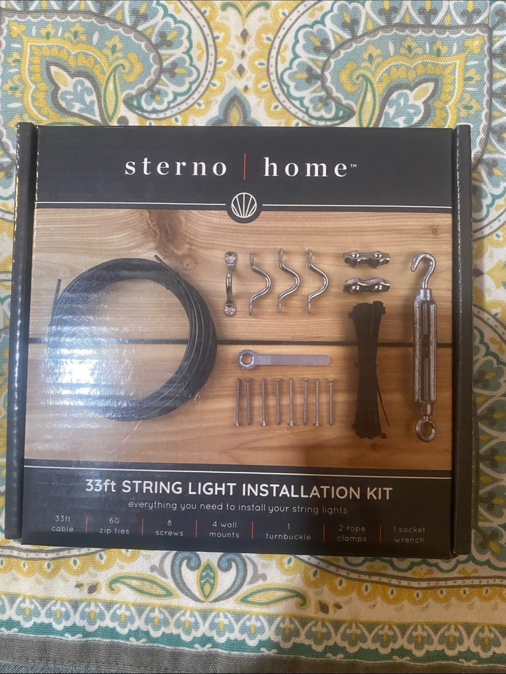 Sterno Home Black String Light Installation Kit - 33ft